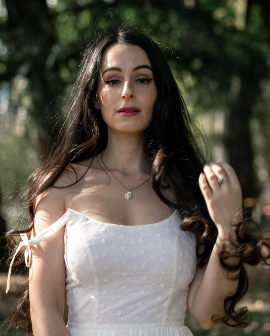 MTO - Birdie Dress "Forget Me Not" White Eyelet