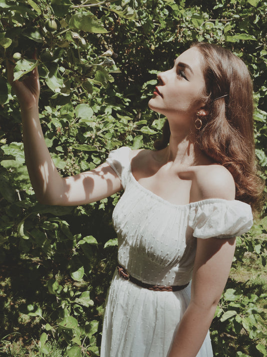 RTS - Loretta Dress in "Dotted Swiss" White