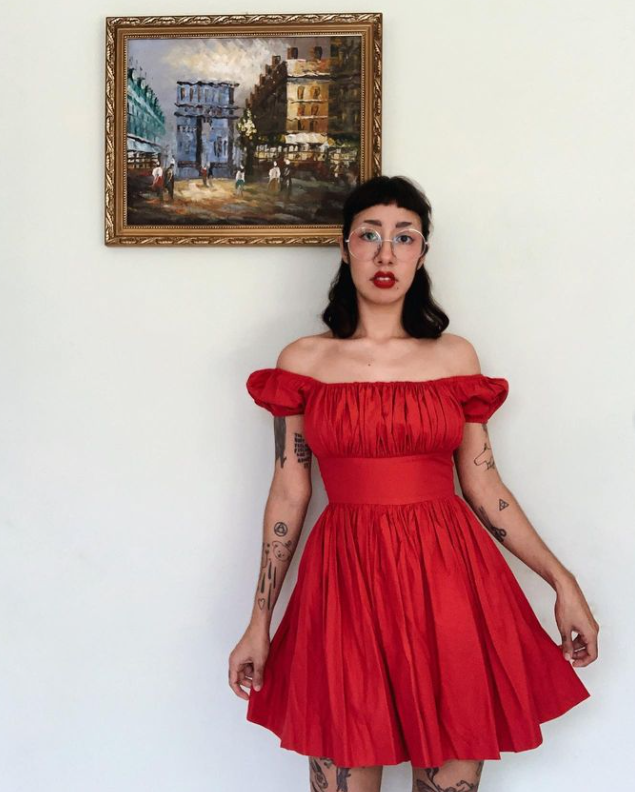 RTS - M - Loretta Dress Cardinal Red Cotton