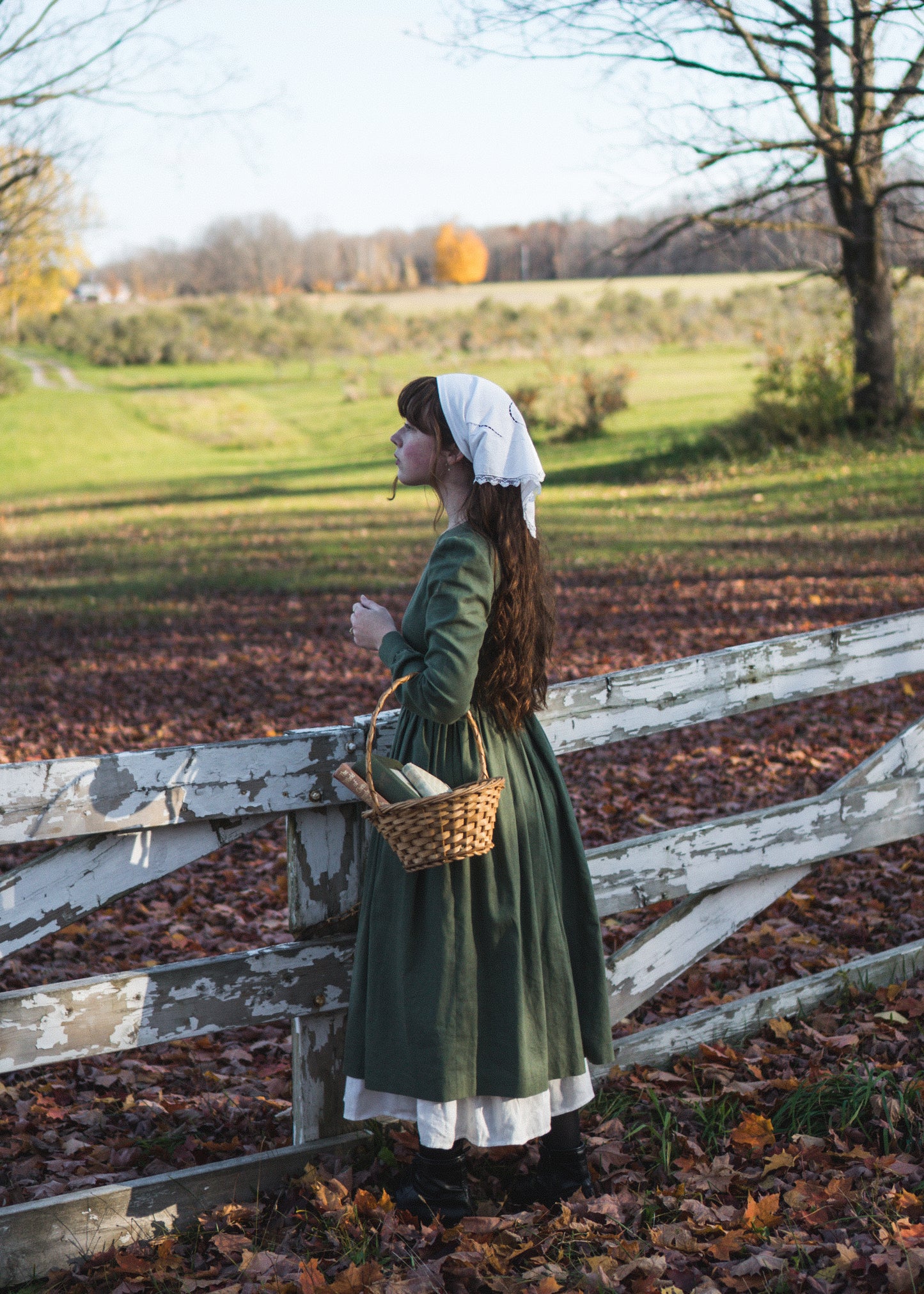 RTS - Agnes Dress in Hunters Green Linen - Midi Length