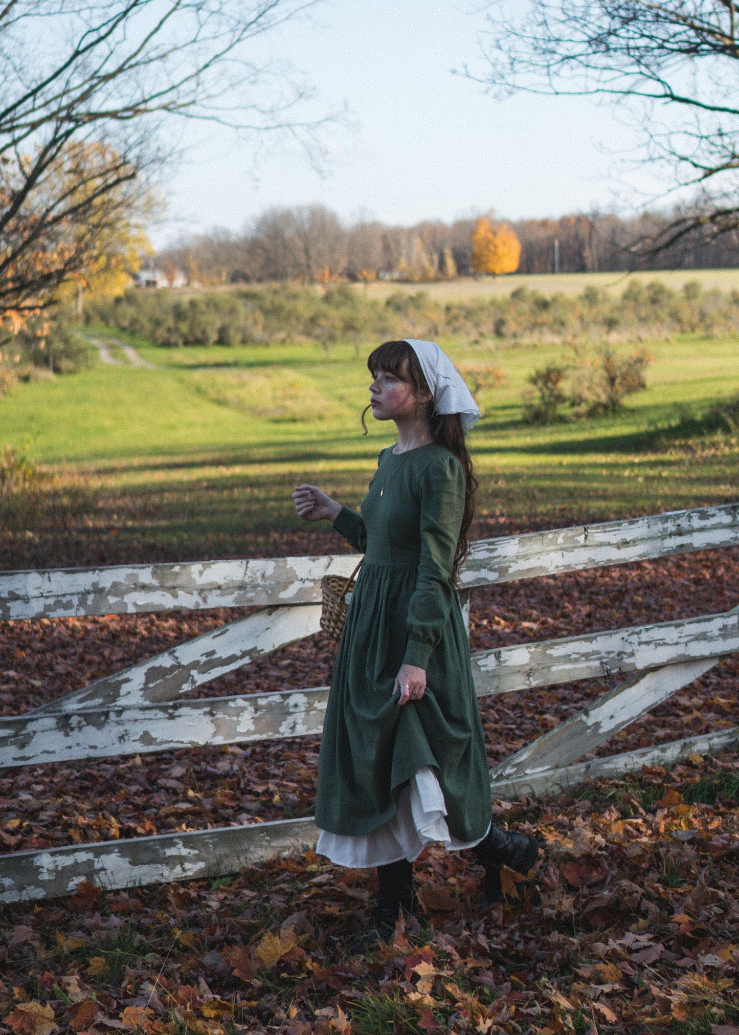 RTS - Agnes Dress in Hunters Green Linen - Midi Length