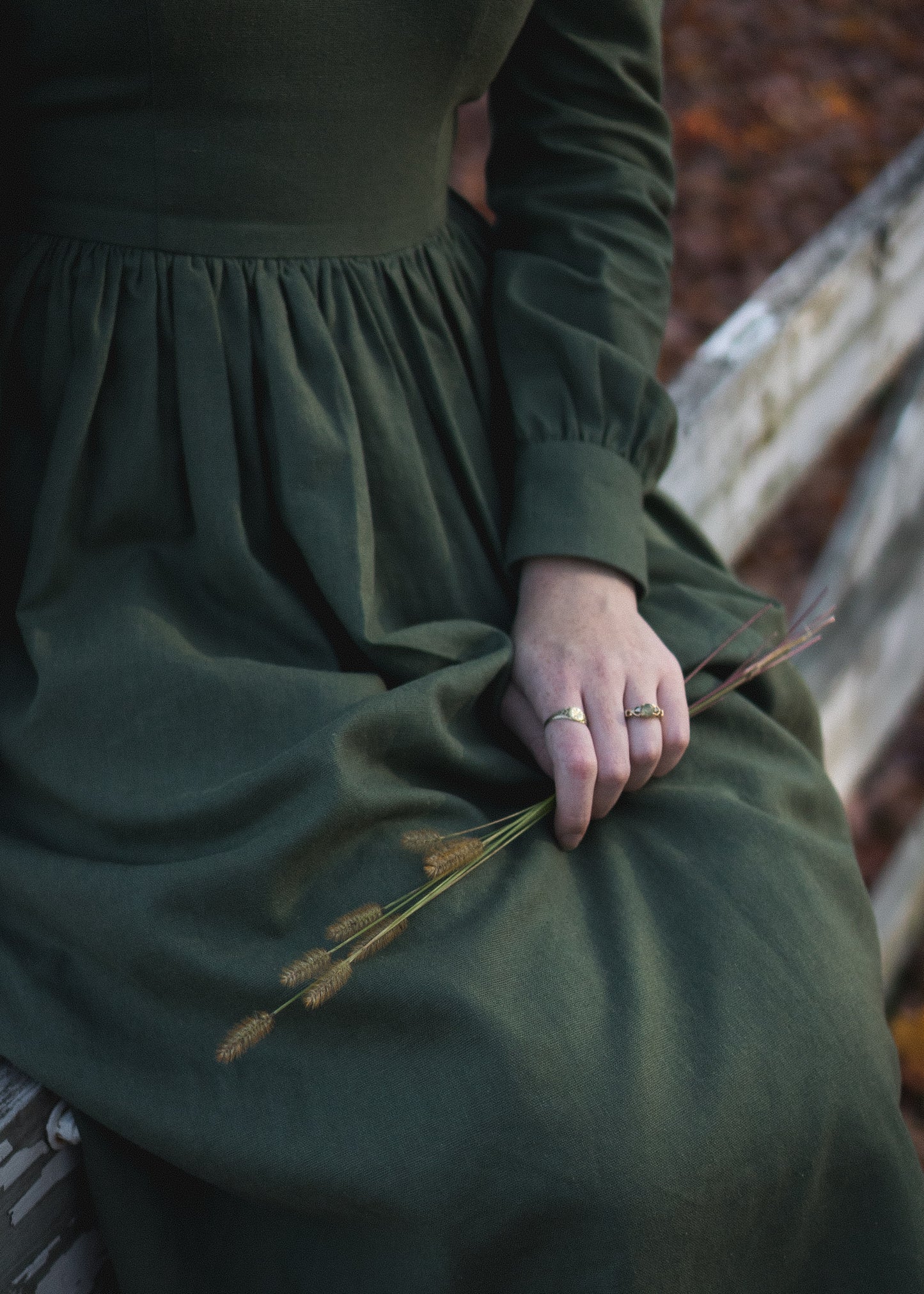 RTS - Agnes Dress in Hunters Green Linen - Midi Length