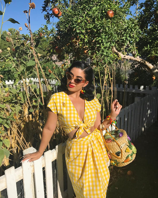 MTO - Joan 2-Piece Set Yellow Gingham - Large Checks
