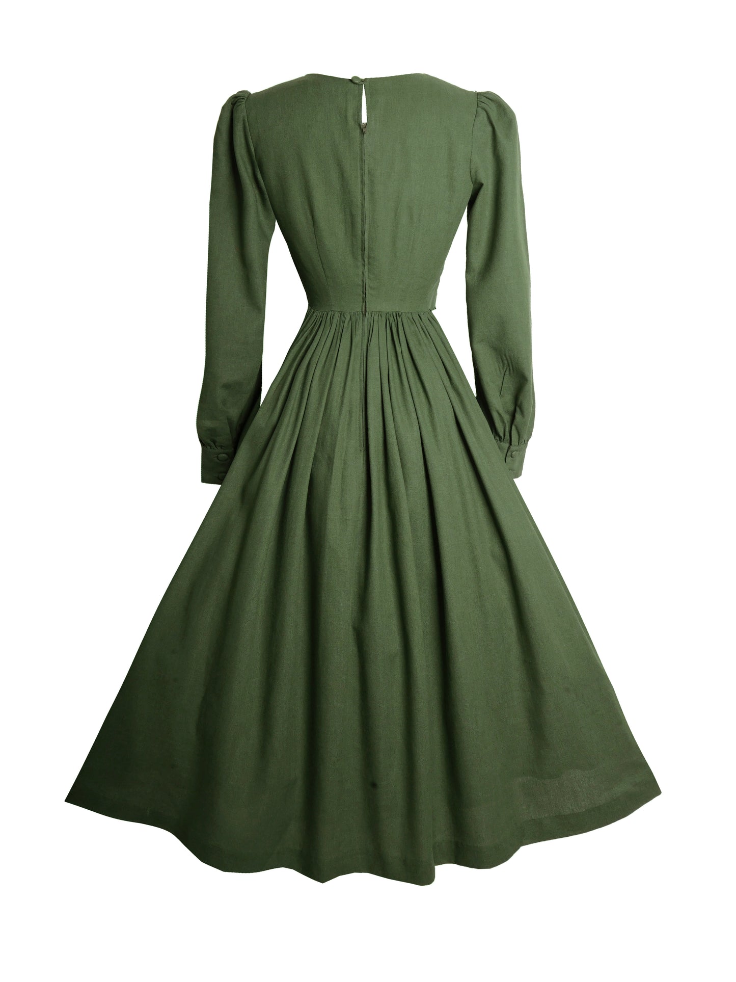 RTS - Agnes Dress in Hunters Green Linen - Midi Length