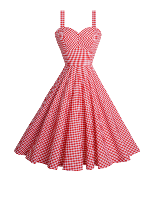 MTO - Catalina Dress Red Gingham - Medium Checks
