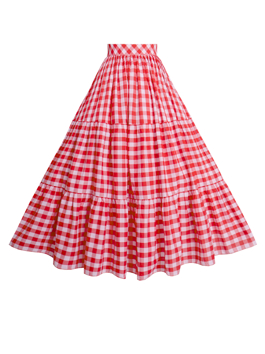 MTO - Pippa Skirt in Red Gingham - Large Checks