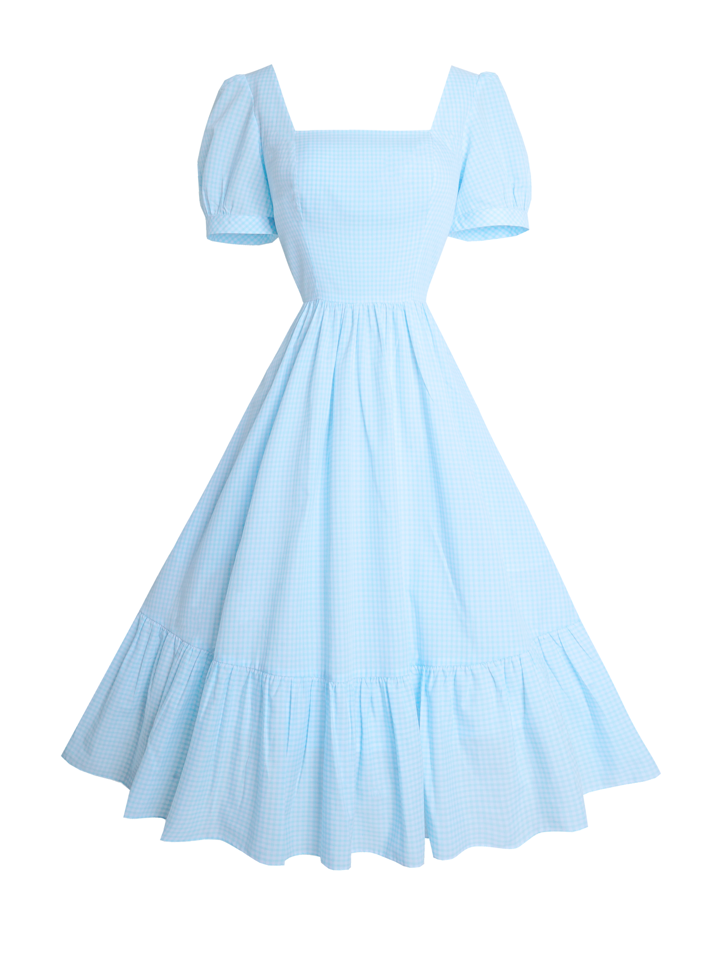 MTO - Isadora Dress Light Blue Gingham - Small Checks