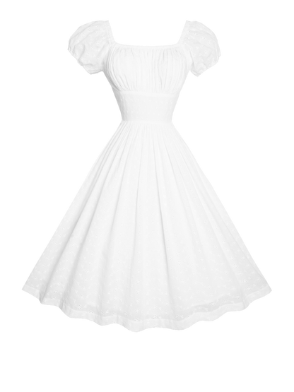 MTO - Loretta Dress "Forget Me Not" White Eyelet