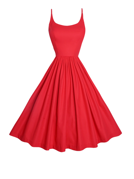 MTO - Penelope Dress in Cardinal Red Cotton