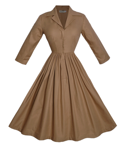 RTS - Natalie Dress in Camel Beige Cotton