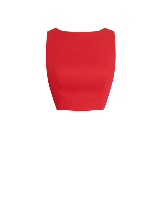 MTO - Georgia Top in Chili Red Linen
