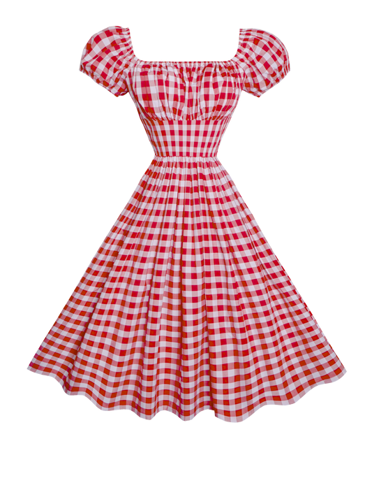 MTO - Loretta Dress Red Gingham - Large Checks