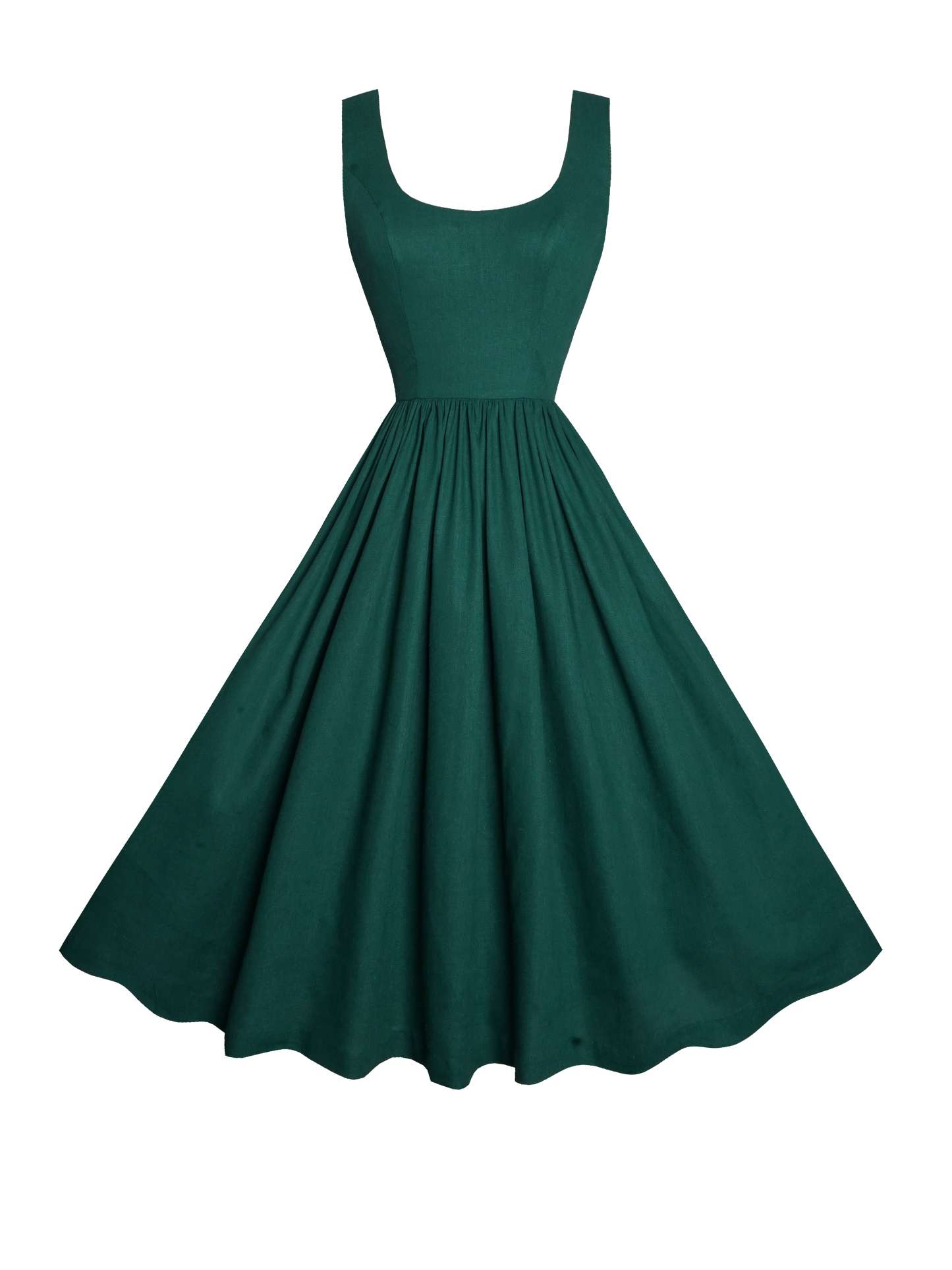 MTO - Emily Dress in Forest Green Linen