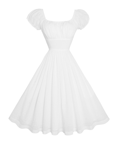 RTS - Loretta Dress in "Dotted Swiss" White