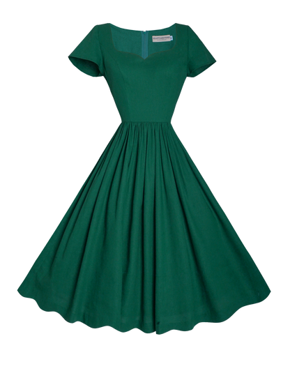 MTO - Evelyn Dress in Forest Green Linen