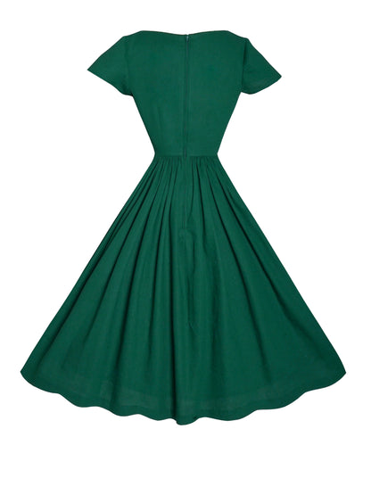 MTO - Evelyn Dress in Forest Green Linen