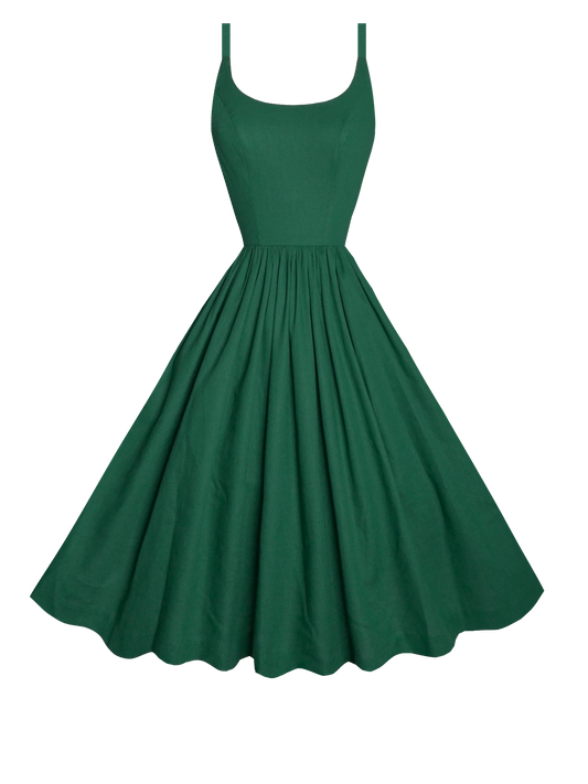MTO - Penelope Dress Forest Green Linen