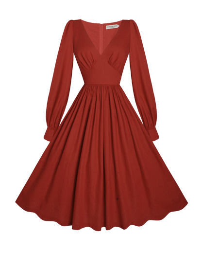MTO - Harlow Dress in Brick Red Linen