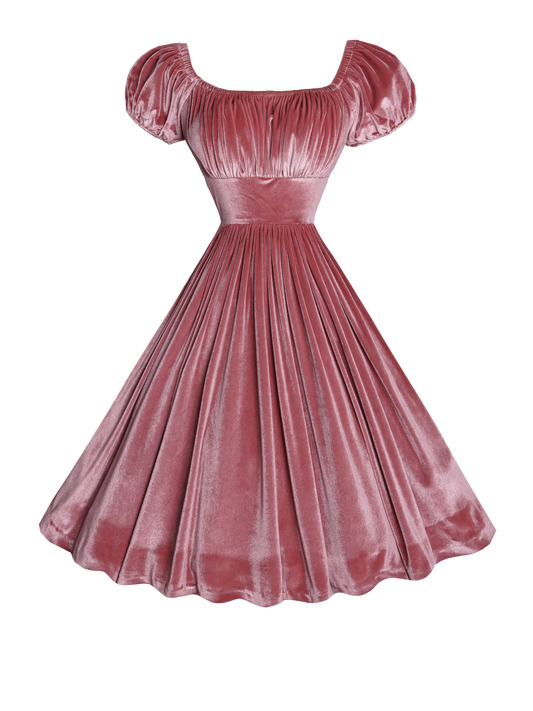 MTO - Loretta Dress in Blush Pink Velvet