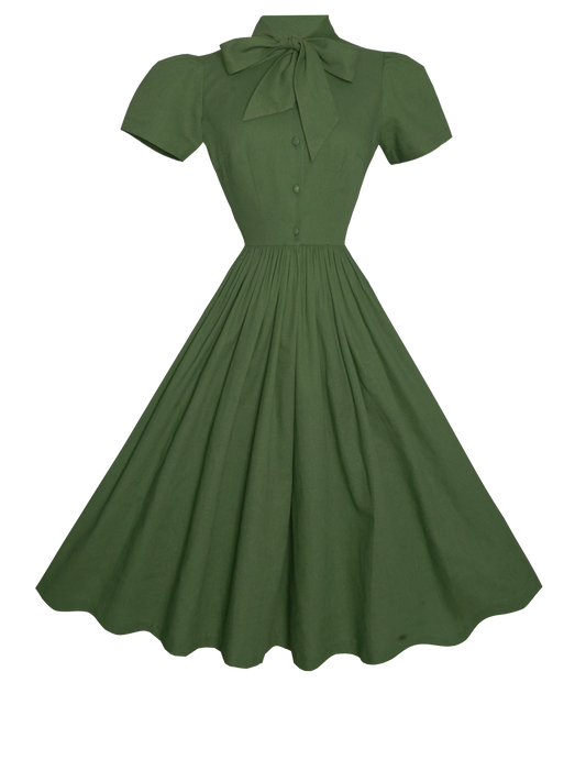 MTO - Bonnie Dress in Hunters Green Linen