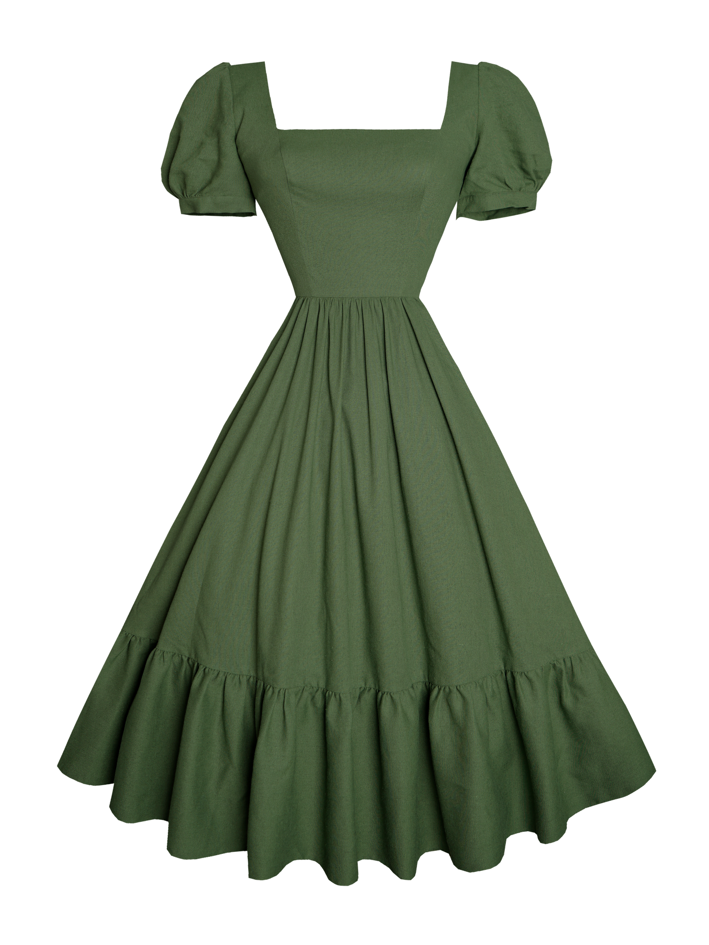 MTO - Isadora Dress in Hunters Green Linen