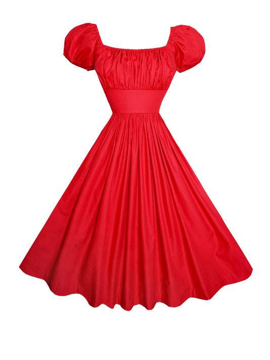 MTO - Loretta Dress in Cardinal Red Cotton