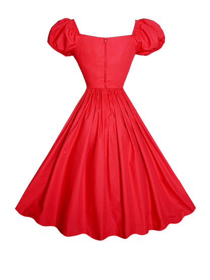 RTS - M - Loretta Dress Cardinal Red Cotton