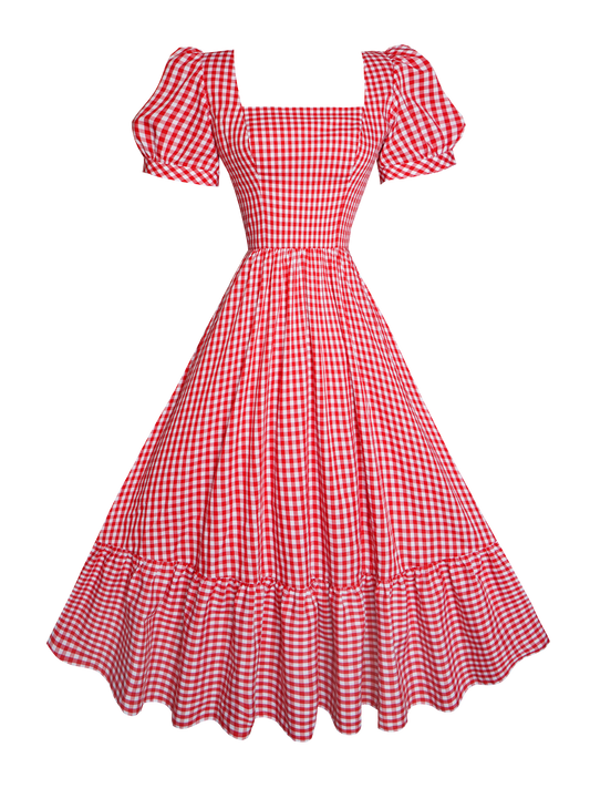 MTO - Isadora Dress in Red Gingham - Medium Checks