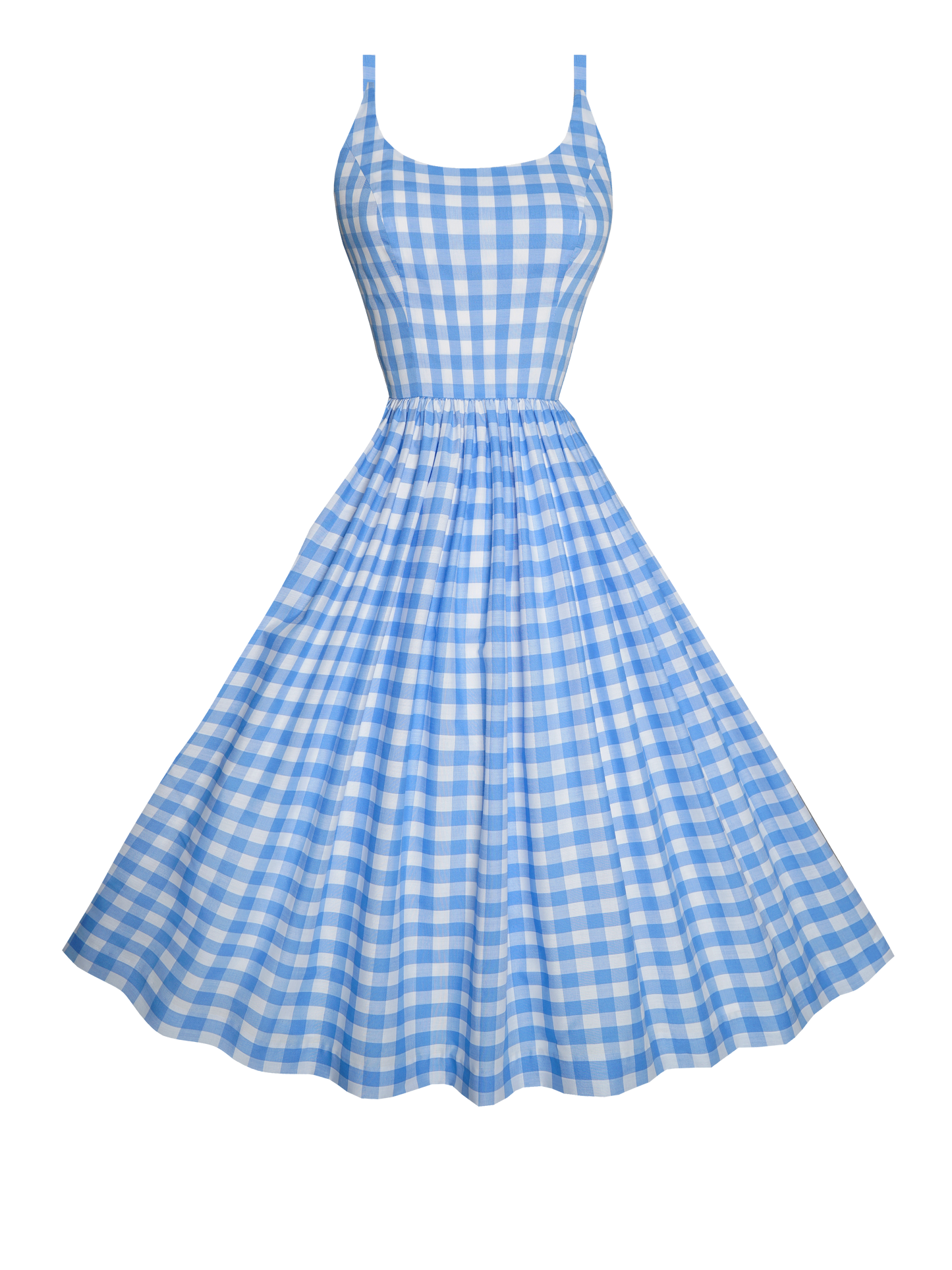 MTO - Penelope Dress Light Blue Gingham - Large Checks