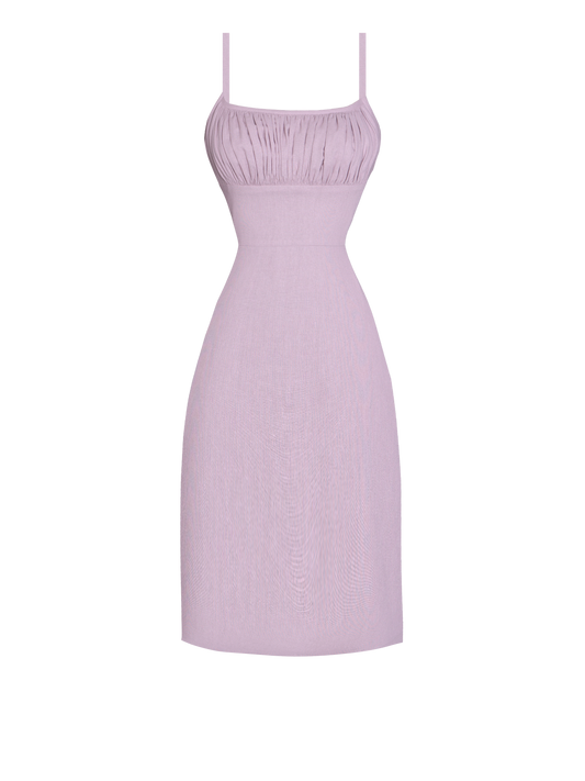 MTO - Bettie Dress in Lilac Purple Linen