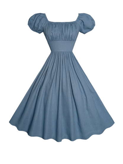 MTO - Loretta Dress in Carolina Blue Linen