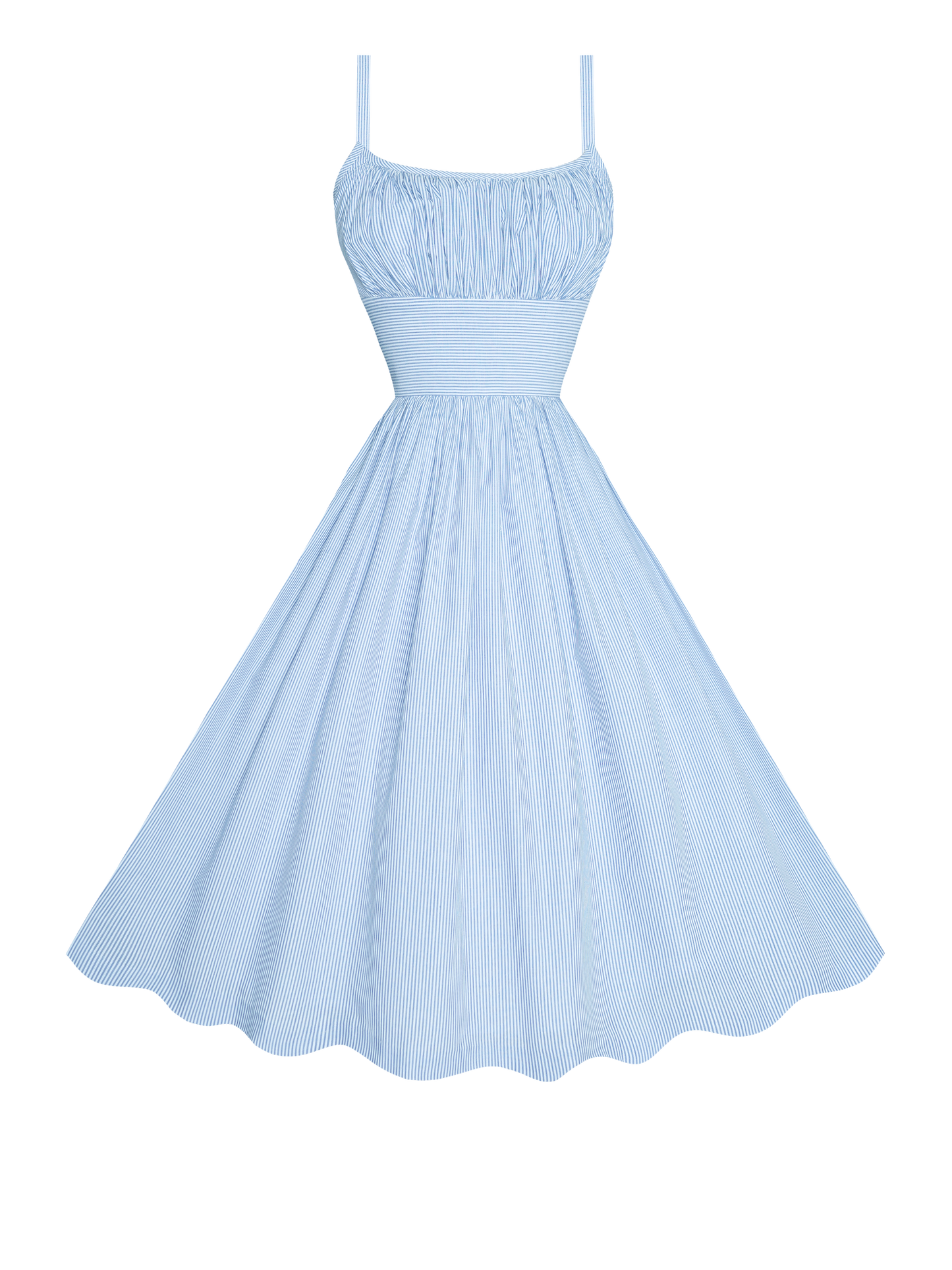 MTO - Grace Dress in "Pinstripe Mini-stripe" Blue