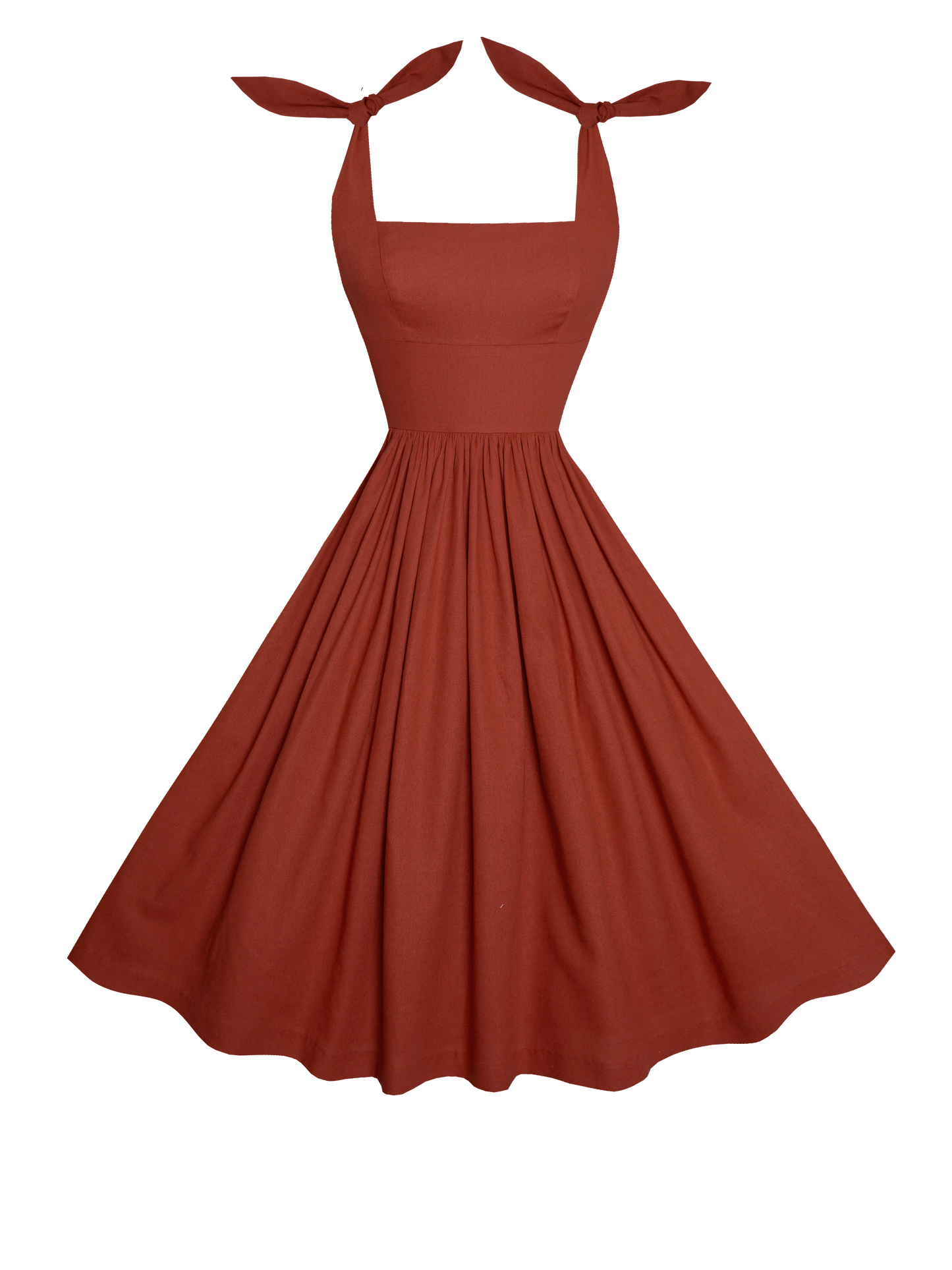 MTO - Gilda Dress in Brick Red Linen