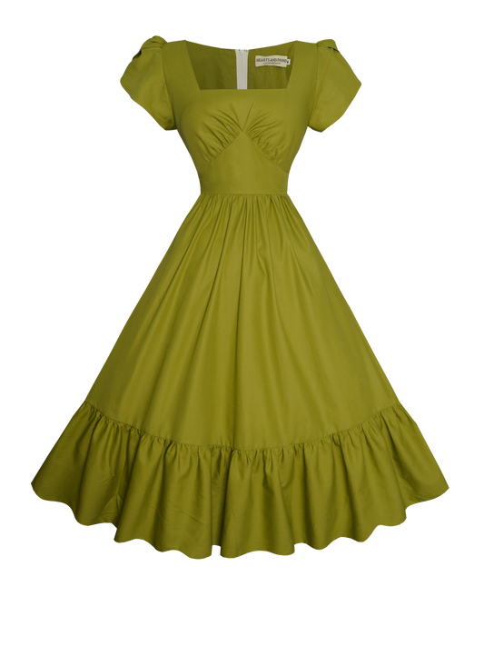 MTO - Ava Dress Chartreuse Green Cotton