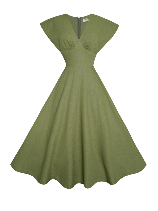 MTO - Kennedy Dress in Hunters Green Linen