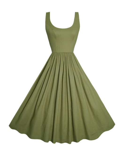 MTO - Emily Dress in Hunters Green Linen