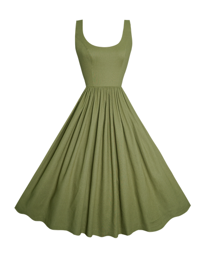 RTS - XL - Emily Dress Hunters Green Linen