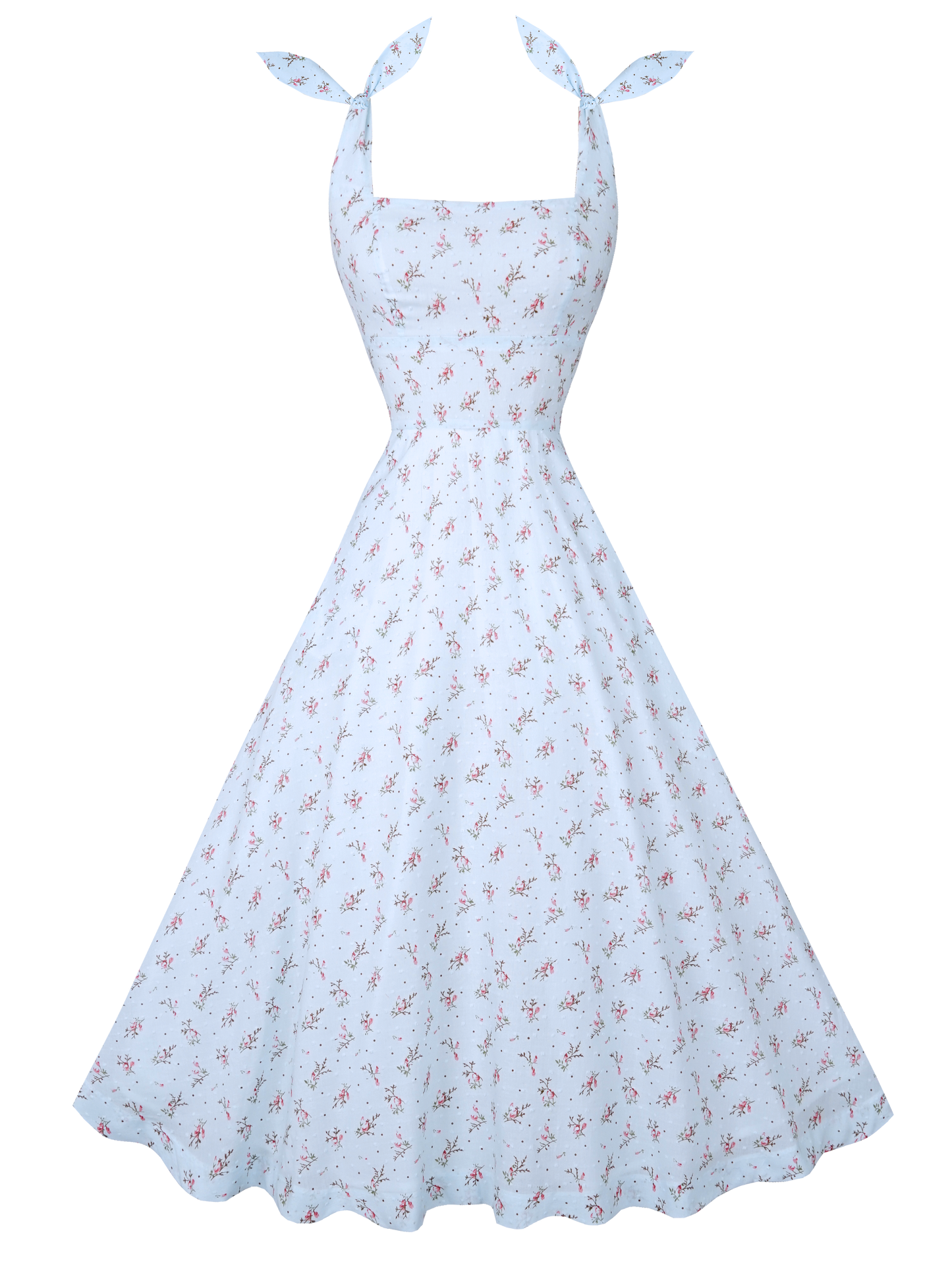 MTO - Gilda Dress in "Ditsy Floral" Blue Dotted Swiss
