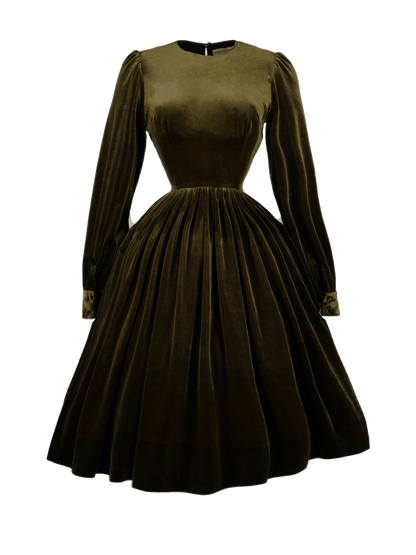 Fabric Olive Green Velvet - By the Yard