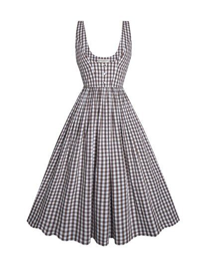 RTS - S - Aster Pinafore Brown Gingham - Medium Checks