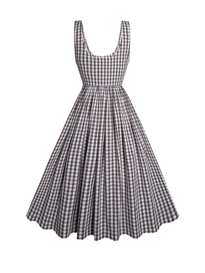 RTS - S - Aster Pinafore Brown Gingham - Medium Checks