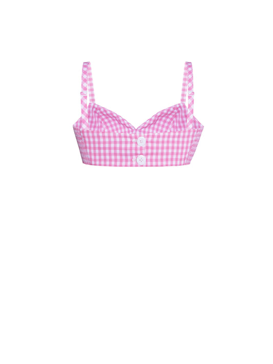RTS - S - Betsie Top Light Pink Gingham - Large Checks