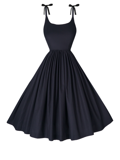 RTS - S - Birdie Dress Raven Black Cotton - Knee Length