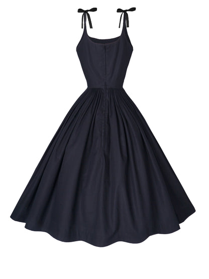 RTS - S - Birdie Dress Raven Black Cotton - Knee Length