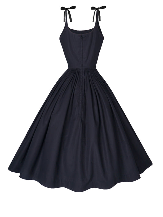 RTS - S - Birdie Dress Raven Black Cotton - Knee Length