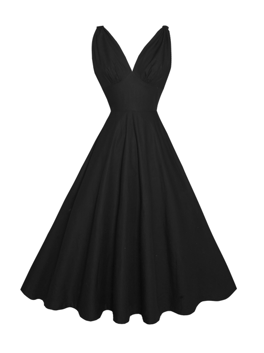 RTS - S - Catherine Dress Raven Black Cotton