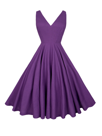RTS - L - Diana Dress Eggplant Purple Linen