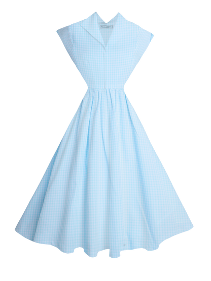 RTS - XL - Doris Dress Light Blue Small Gingham