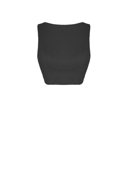 RTS - Size S - Georgia Top in Raven Black Cotton - 40% Off
