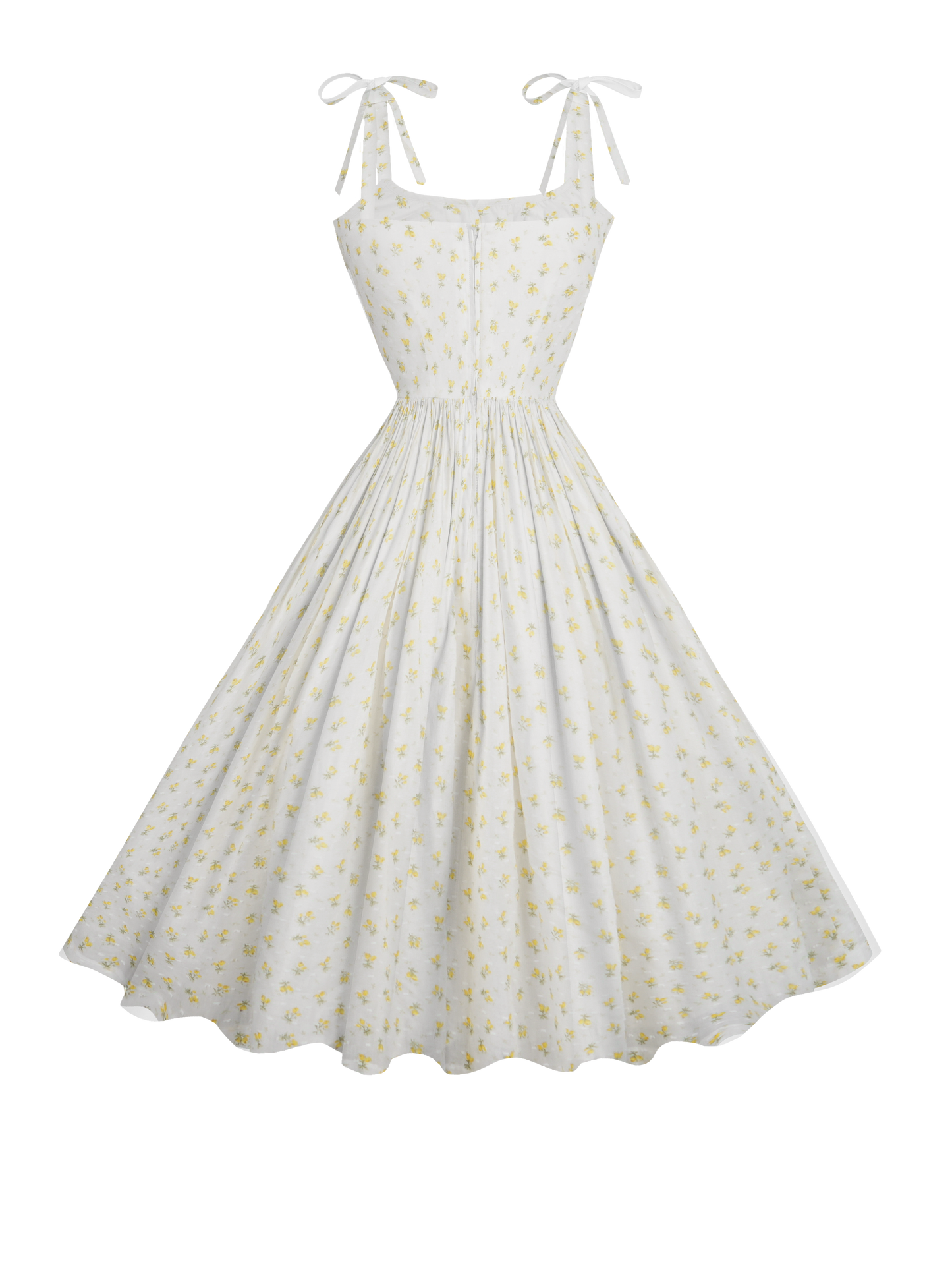 RTS - S - Kelly Dress "Forget-Me-Nots & Polka Dots" Yellow